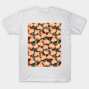 Orange Orchid Pattern T-Shirt